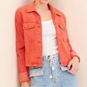 ANTHROPOLOGIE Coral Marilee Trucker Cropped Jacket XS